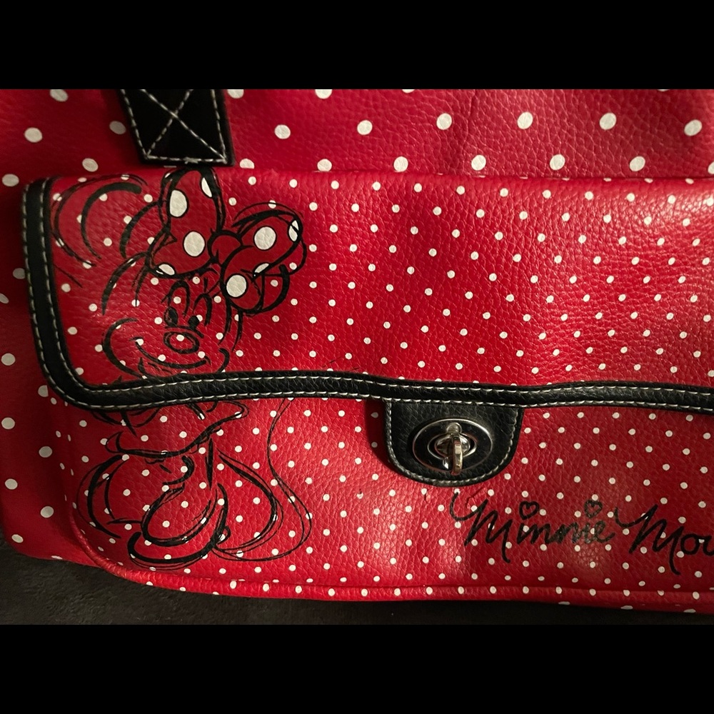 Disney Minnie Mouse purse bag red white polka dots bow